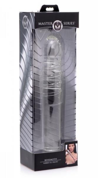 Behemoth Ribbed XL Glass Dildo Clear