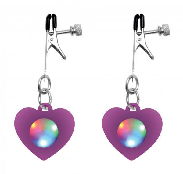 Charmed Light Up Heart Nip Clamps Purple