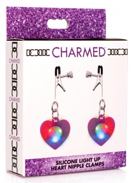 Charmed Light Up Heart Nip Clamps Purple