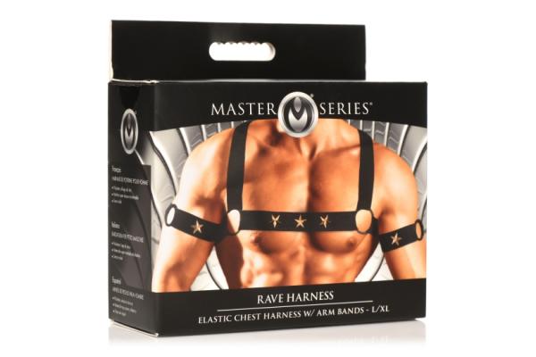 Ms Rave Chest Harness Lxl Blk/gld