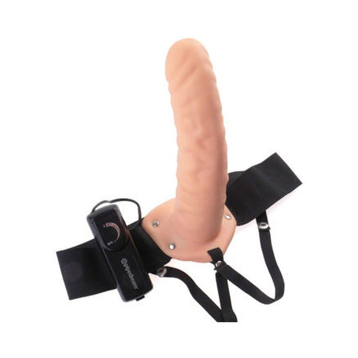 6'' Vibrating Hollow Strap On - Beige