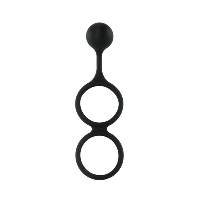 My Cock Ring Scrotum Ring With Weighted Ball Banger Silicone Black