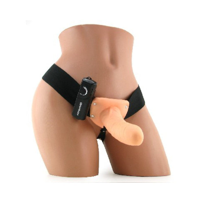 6'' Vibrating Hollow Strap On - Beige
