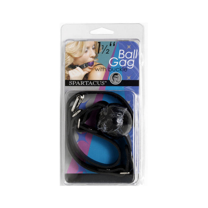 Rubber Ball Gag 1.5 inches with Buckle Closure Black O/S