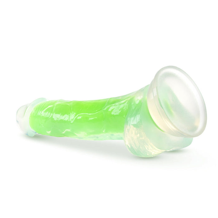 Neo Elite Glow In The Dark Viper 7.5 In Silicone Dual Density Dildo W/ Balls Neon Green